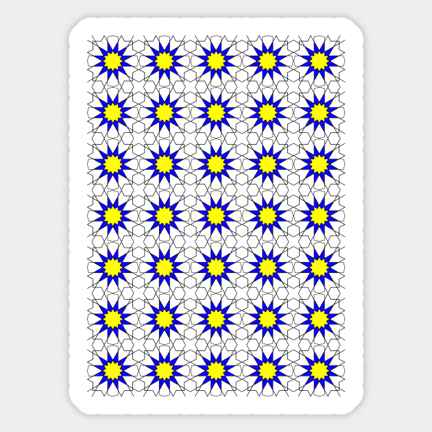 Islamic Geometric pattern 002 Blue & Yellow Sticker by rupertrussell